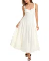 Nicholas Makenna Drop Waist Corset Midi Dress In White