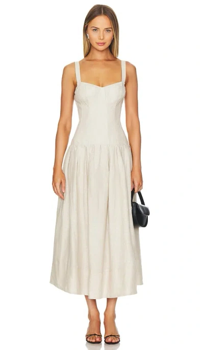 Nicholas Makenna Drop Waist Corset Midi Dress In White