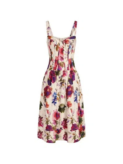 Nicholas Makenna Floral-print Corset-style Midi Dress In Multi