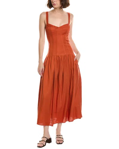 Nicholas Makenna Linen-blend Dress In Orange
