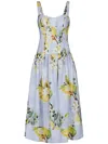Nicholas Makenna Drop Waist Corset Midi Dress In 蓝色