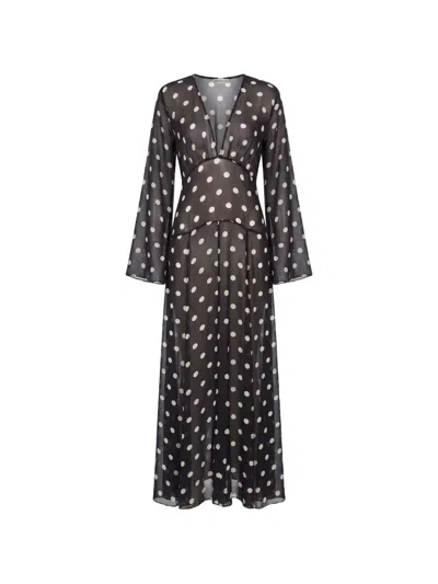 Nicholas Marella Ls V-neck Maxi Dress In Black
