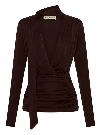 Nicholas Marina Draped Top In Brown