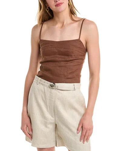 Nicholas Marjorie Seamed Linen Camisole In Brown