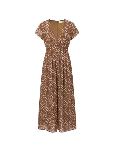 Nicholas Marley Dress Abstract Animal In Brown
