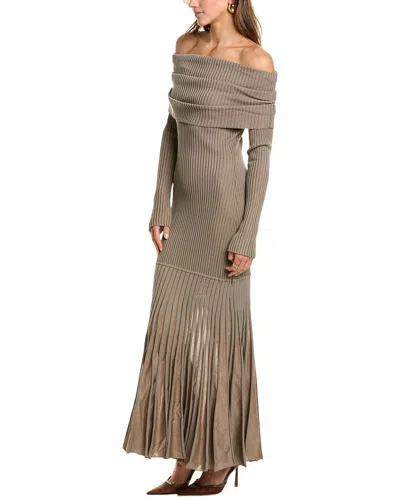 NICHOLAS MAXINE OFF-SHOULDER PLAITED MAXI DRESS