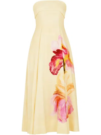 Nicholas Melody Midi Dress In Yellow