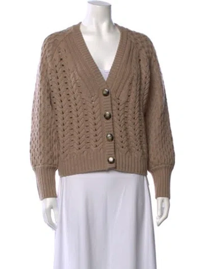 Pre-owned Nicholas Merino Wool V-neck Sweater In Brown/neutrals