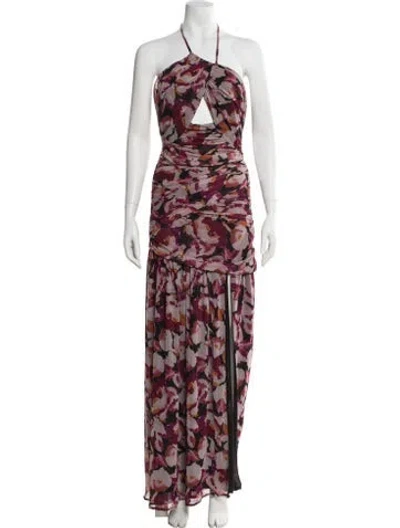 Pre-owned Nicholas Mesh Long Dress In Burgundy