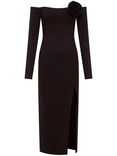 Nicholas Miriam Floral-appliqué Dress In Black