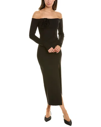 Nicholas Off-the-shoulder Ponte Midi Dress In Black