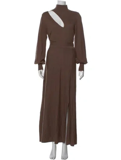 Pre-owned Nicholas Mock Neck Long Dress In Brown