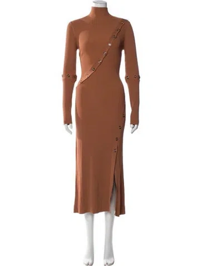 Pre-owned Nicholas Mock Neck Long Dress In Brown