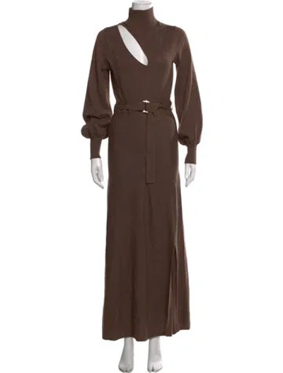 Pre-owned Nicholas Mock Neck Long Dress In Brown