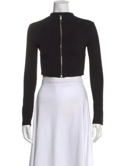 Pre-owned Nicholas Mock Neck Long Sleeve Crop Top In Black