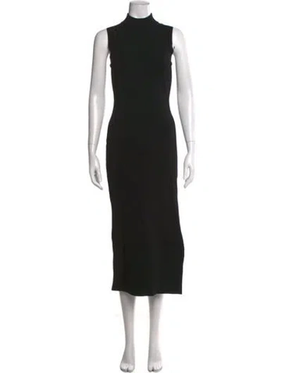 Pre-owned Nicholas Mock Neck Midi Length Dress In Black
