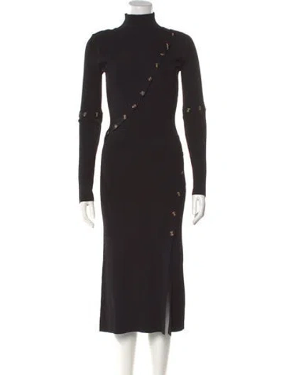Pre-owned Nicholas Mock Neck Midi Length Dress In Black