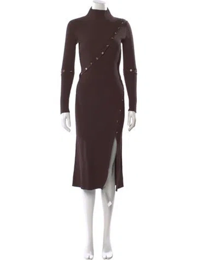 Pre-owned Nicholas Mock Neck Midi Length Dress In Brown