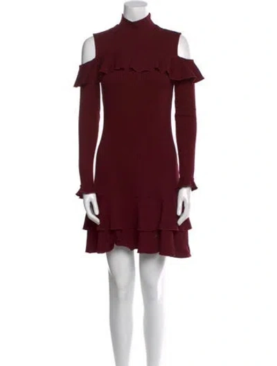 Pre-owned Nicholas Mock Neck Mini Dress In Burgundy
