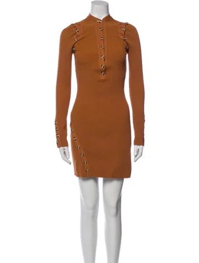 Pre-owned Nicholas Mock Neck Mini Dress In Orange
