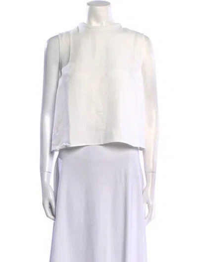Pre-owned Nicholas Mock Neck Sleeveless Crop Top In White