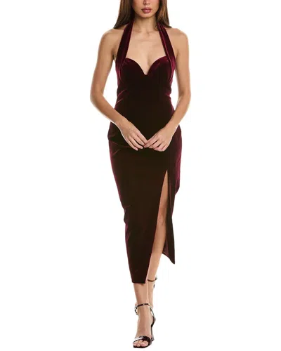 Nicholas Nabine Velvet Halter Midi Dress In Red