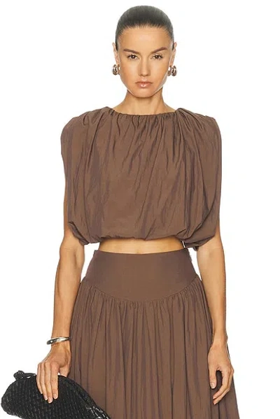 Nicholas Nadira Cropped Bubble Top In Brown