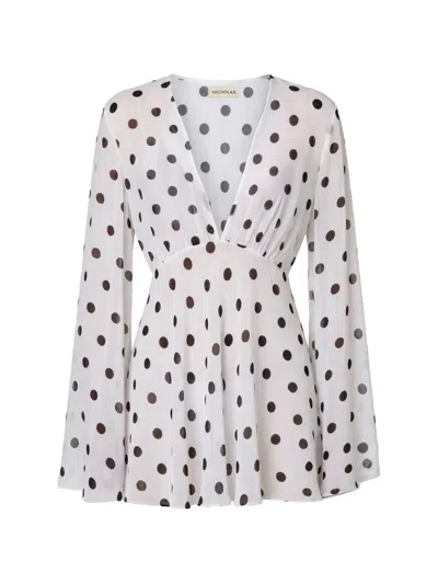 Nicholas Nerissa Ls V-neck Mini Dress In White