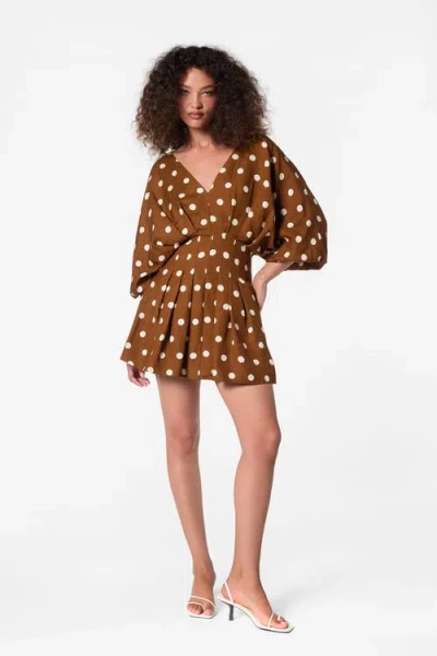 Nicholas Nicoline Polka-dot Mini Dress In Brown