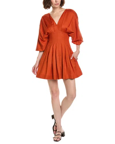 Nicholas Nicoline Linen-blend Mini Dress In Orange