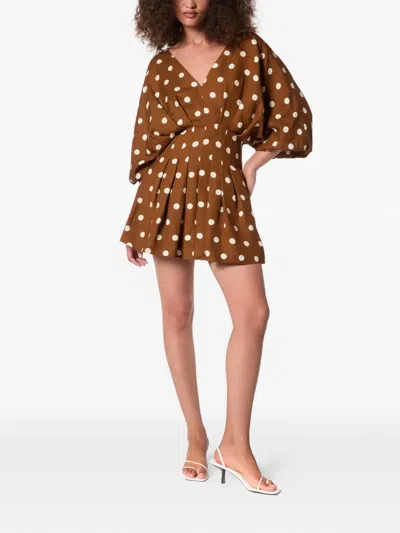 Nicholas Nicoline Polka-dot Mini Dress In Brown