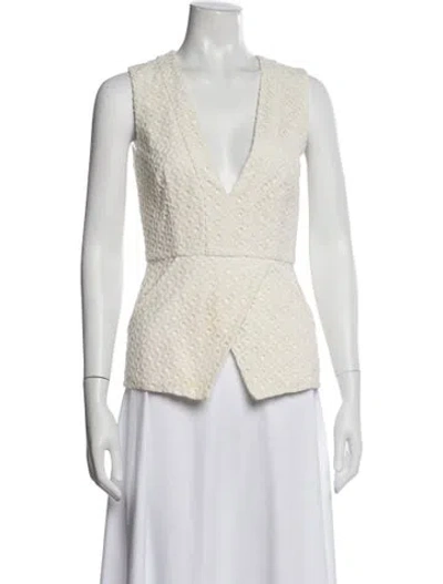 Pre-owned Nicholas Nylon Patterned Top In White