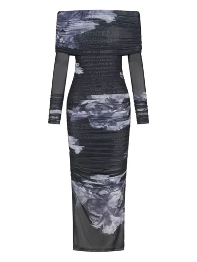 Nicholas Oaklyn Long-sleeve Floral Maxi Dress In Blue