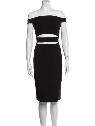Pre-owned Nicholas Off-the-shoulder Knee-length Dress In Black