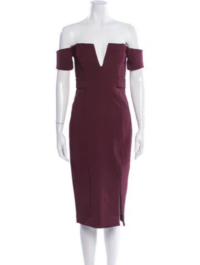 Pre-owned Nicholas Off-the-shoulder Knee-length Dress In Burgundy