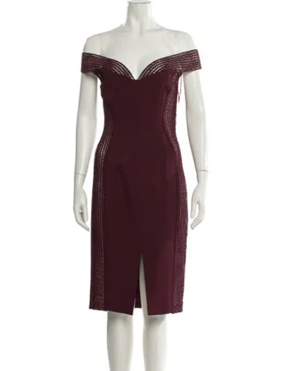 Pre-owned Nicholas Off-the-shoulder Knee-length Dress W/ Tags In Burgundy