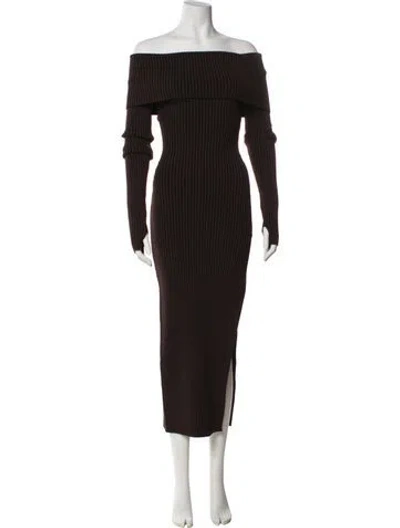Pre-owned Nicholas Off-the-shoulder Long Dress In Brown