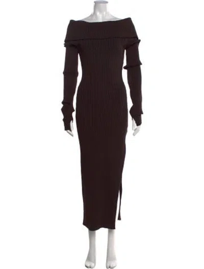 Pre-owned Nicholas Off-the-shoulder Long Dress In Brown