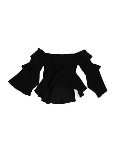 Pre-owned Nicholas Off-the-shoulder Long Sleeve Top In Black
