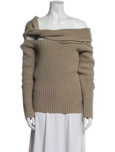 Pre-owned Nicholas Off-the-shoulder Long Sleeve Top In Neutral