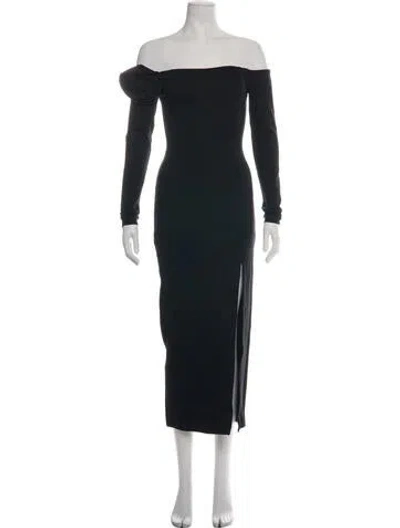 Pre-owned Nicholas Off-the-shoulder Midi Length Dress In Black