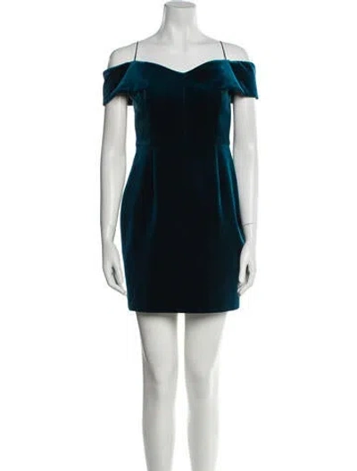 Pre-owned Nicholas Off-the-shoulder Mini Dress In Blue