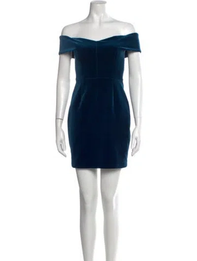 Pre-owned Nicholas Off-the-shoulder Mini Dress In Blue