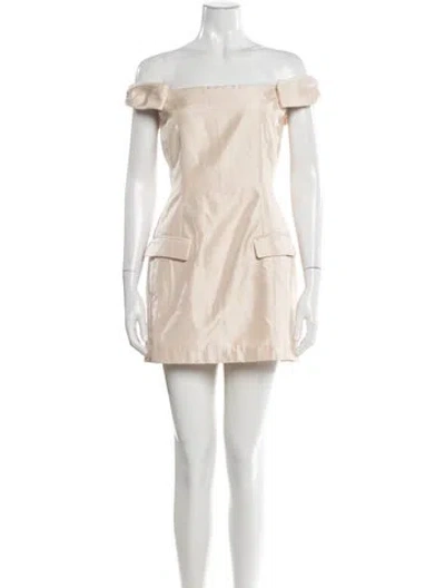 Pre-owned Nicholas Off-the-shoulder Mini Dress In Neutral
