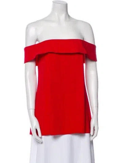 Pre-owned Nicholas Off-the-shoulder Short Sleeve Top In Red