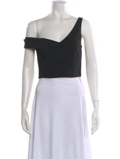 Pre-owned Nicholas Off-the-shoulder Sleeveless Crop Top In Black