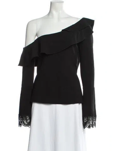 Pre-owned Nicholas One-shoulder Long Sleeve Blouse In Black
