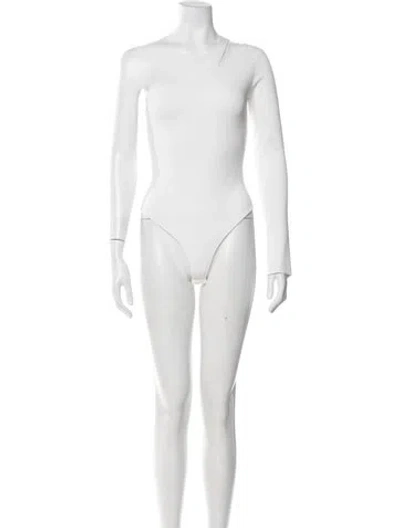Pre-owned Nicholas One-shoulder Long Sleeve Bodysuit In Neutral