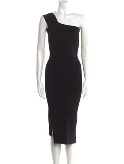 Pre-owned Nicholas One-shoulder Midi Length Dress In Black