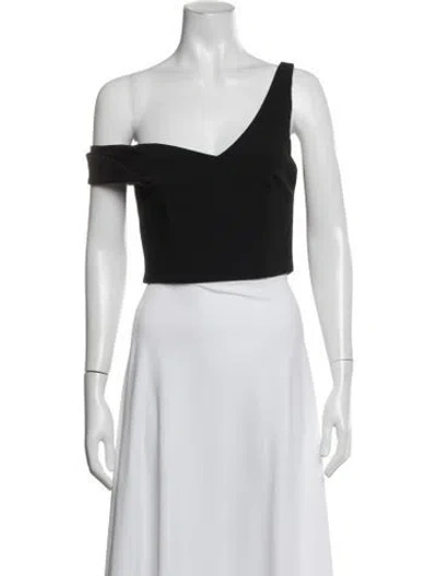 Pre-owned Nicholas One-shoulder Short Sleeve Crop Top In Black